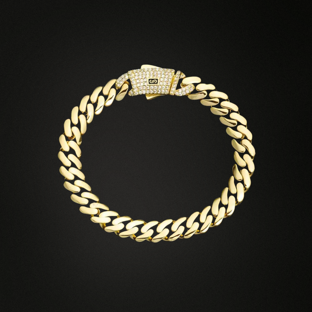 Cuban Solid Bracelet w/ Moissanite Locker
