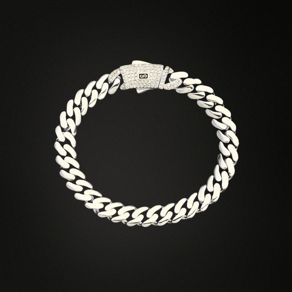Cuban Solid Bracelet w/ Moissanite Locker