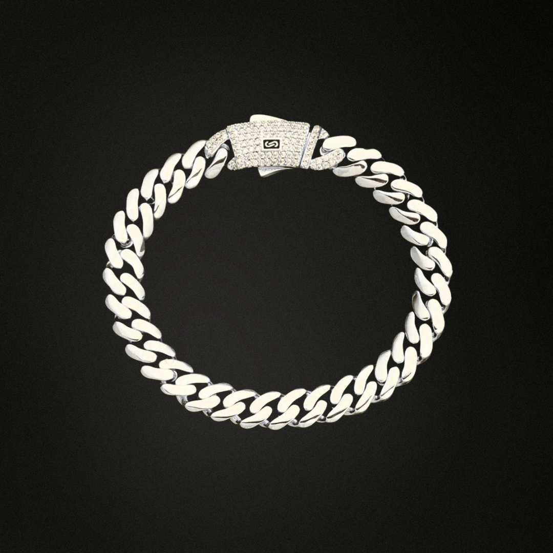 Cuban Solid Bracelet w/ Moissanite Locker