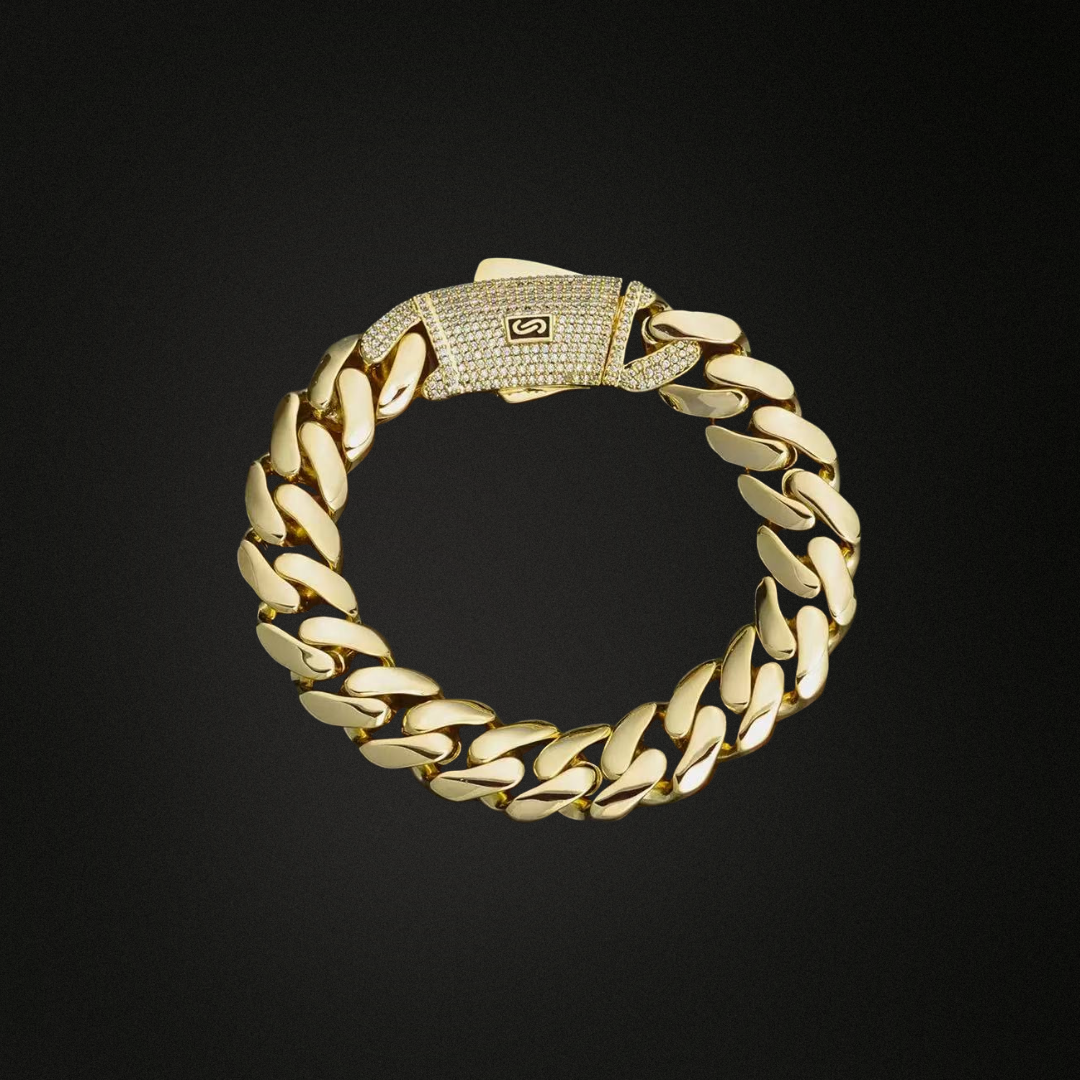 Cuban Solid Bracelet w/ Moissanite Locker