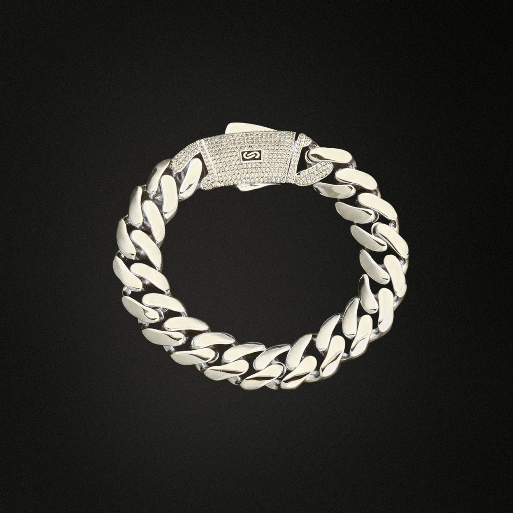 Cuban Solid Bracelet w/ Moissanite Locker