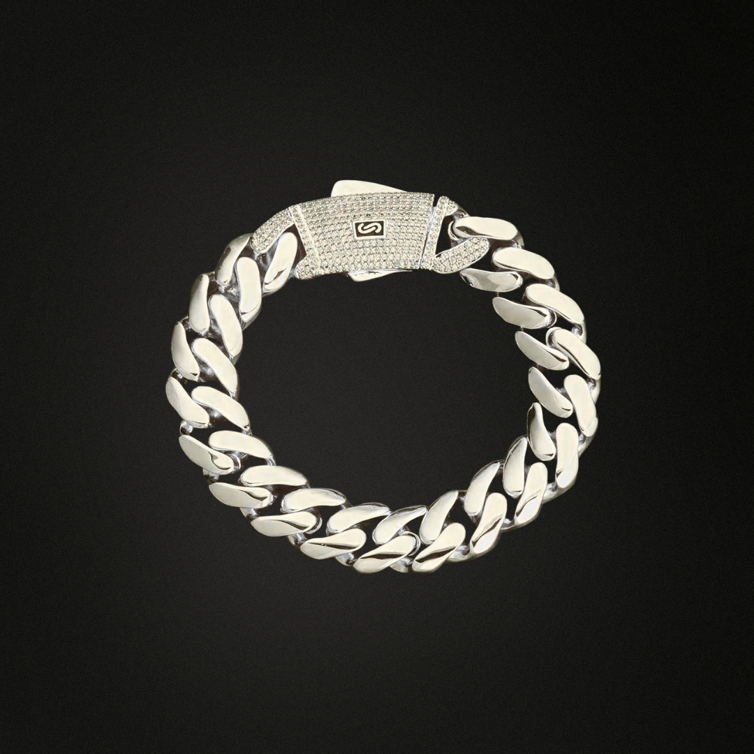 Cuban Solid Bracelet w/ Moissanite Locker
