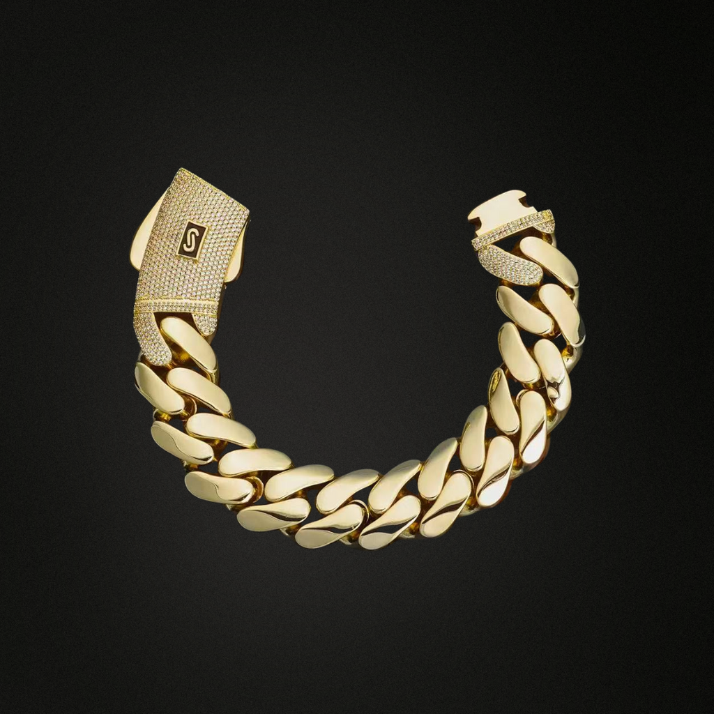 Cuban Solid Bracelet w/ Moissanite Locker