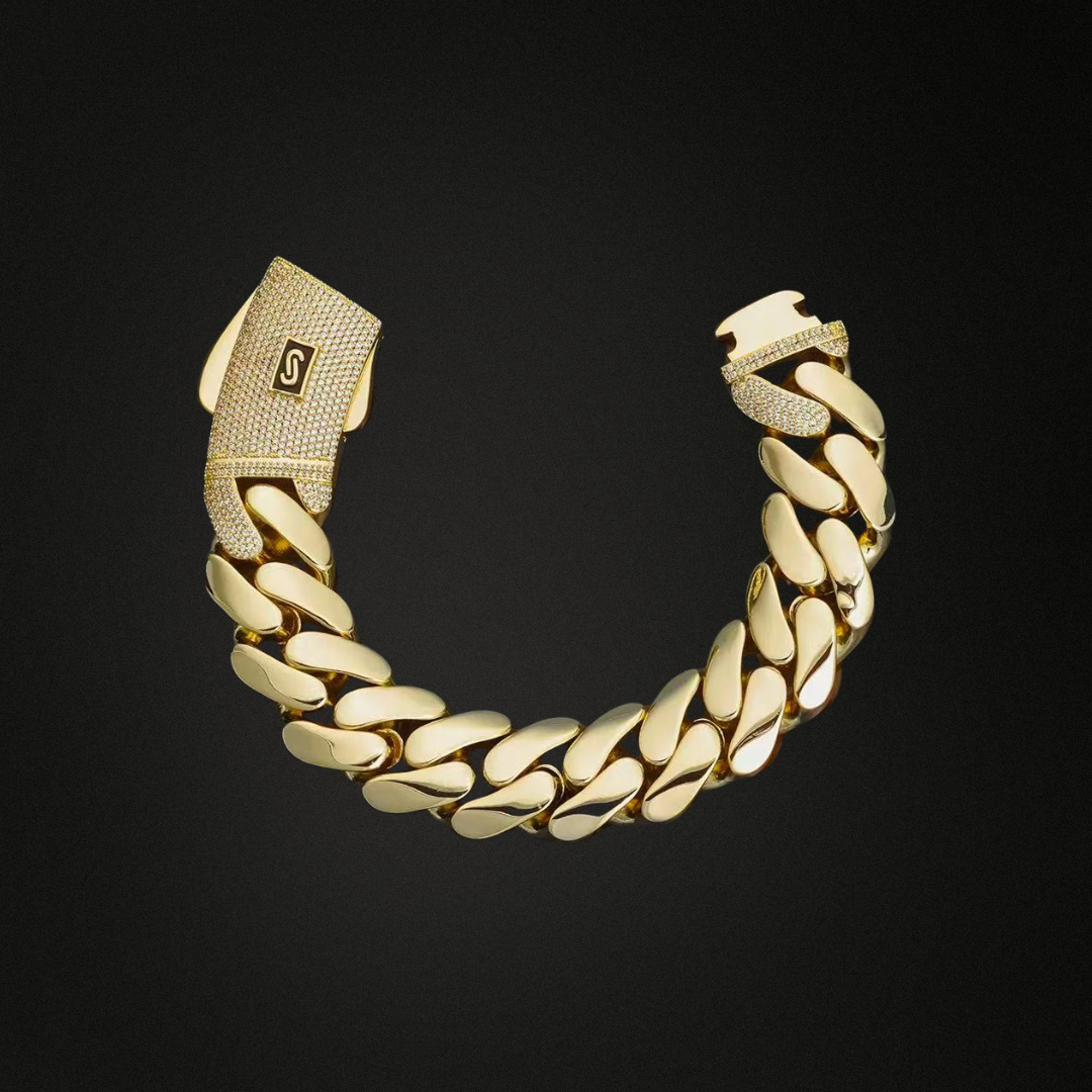 Cuban Solid Bracelet w/ Moissanite Locker