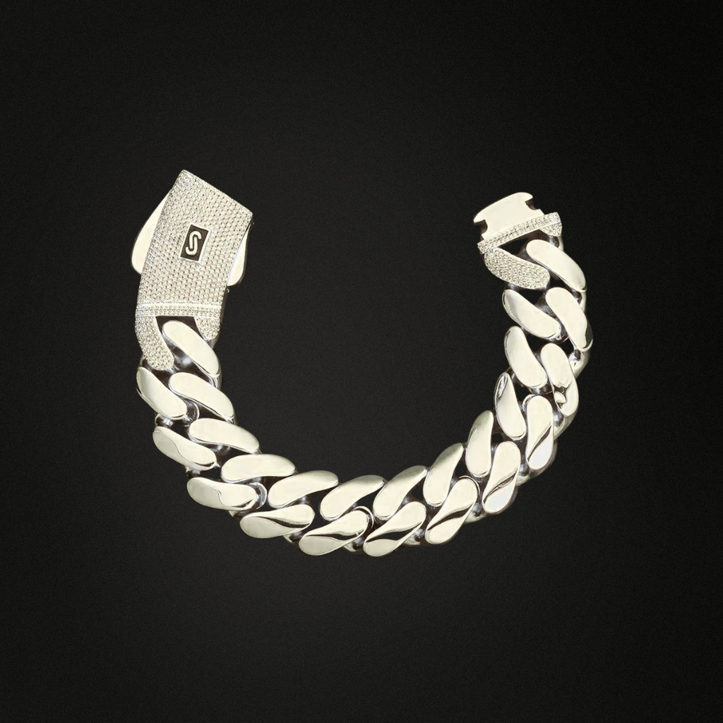 Cuban Solid Bracelet w/ Moissanite Locker