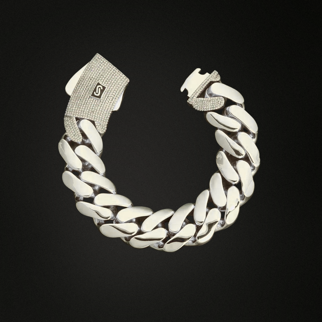 Cuban Solid Bracelet w/ Moissanite Locker