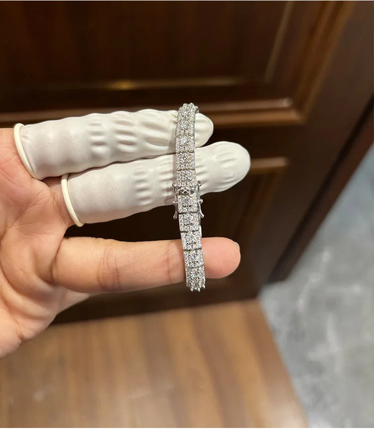 Luxury Square Full Moissanite Tennis Bracelet For Women 925 Sterling Silver Diamond Bracelets Accessories Fine Jewelry Gift New