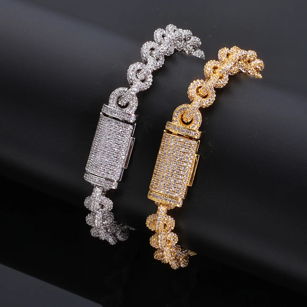 HHIOK 8mm Fashion Cuban Chain 5A Cubic Zirconia Iced inlay O Chain Hip Hop Style delicate Men's and Women's Necklace