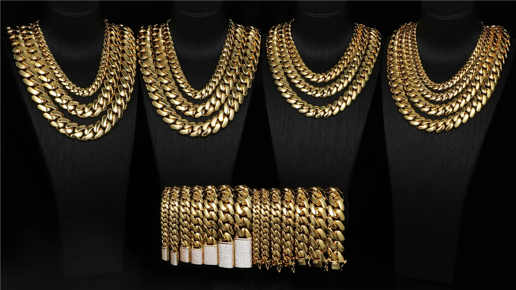 18K Gold Plated Luxury Hip Hop Cuban Link Chain Necklace for Men Wholesale Custom Logo