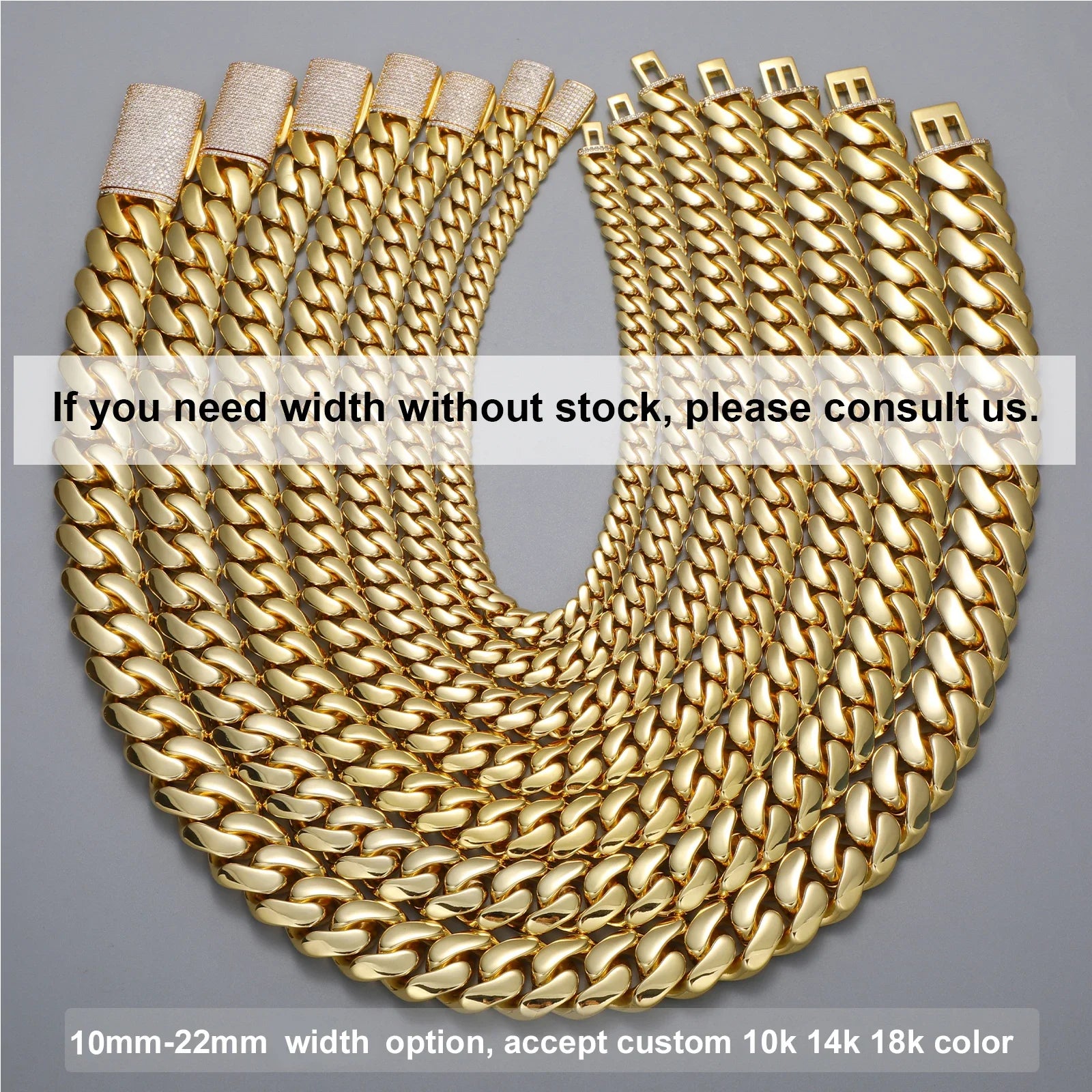 18K Gold Plated Luxury Hip Hop Cuban Link Chain Necklace for Men Wholesale Custom Logo