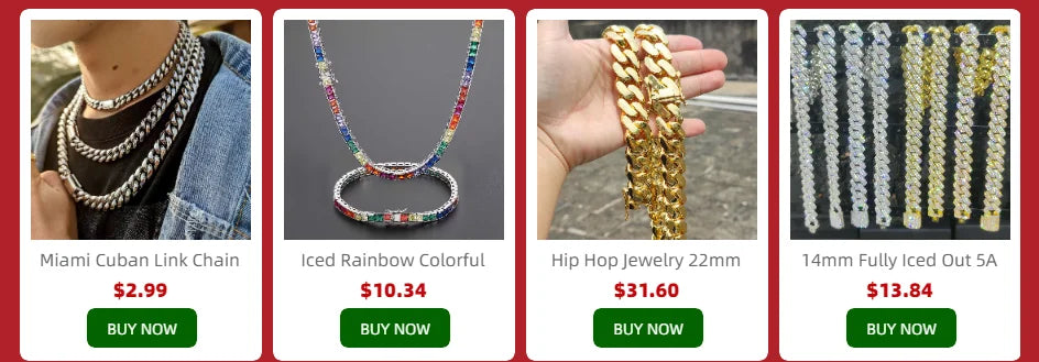 HHIOK 8mm Fashion Cuban Chain 5A Cubic Zirconia Iced inlay O Chain Hip Hop Style delicate Men's and Women's Necklace