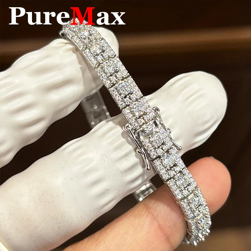 Luxury Square Full Moissanite Tennis Bracelet For Women 925 Sterling Silver Diamond Bracelets Accessories Fine Jewelry Gift New
