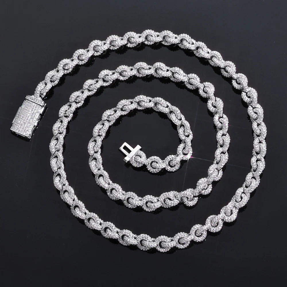 HHIOK 8mm Fashion Cuban Chain 5A Cubic Zirconia Iced inlay O Chain Hip Hop Style delicate Men's and Women's Necklace