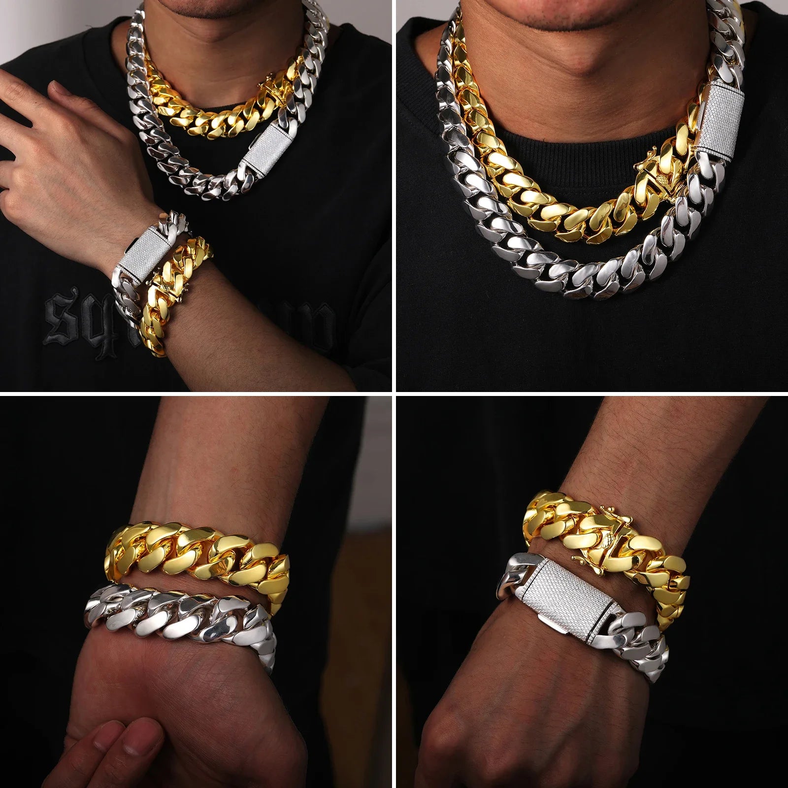 18K Gold Plated Luxury Hip Hop Cuban Link Chain Necklace for Men Wholesale Custom Logo