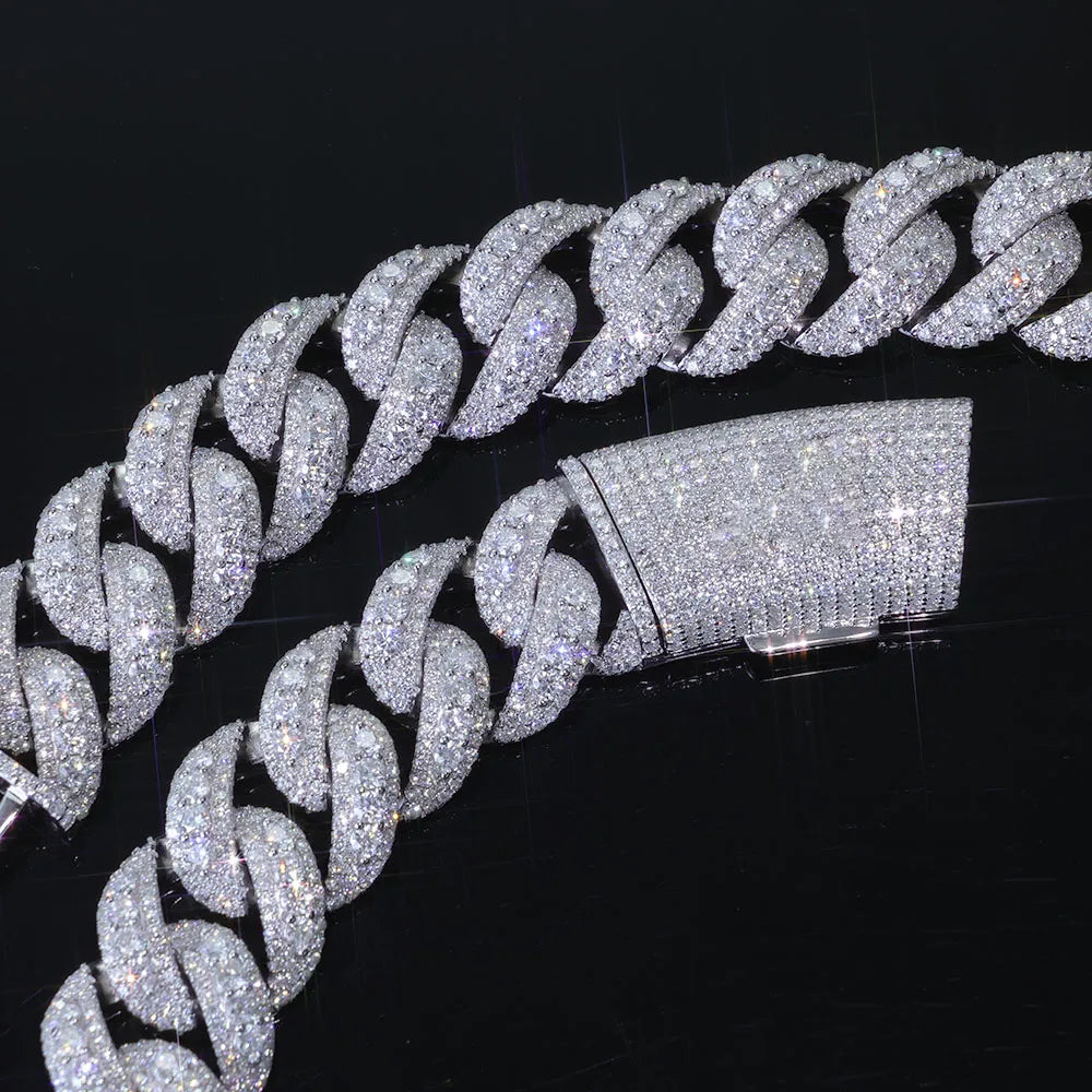 22MM Hip Hop Cuban Necklace Moon shaped Ice Shining Cube Zirconia Plated Rose Gold Luxury Gift for Men and Women