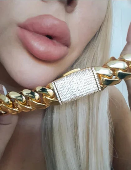 18K Gold Plated Luxury Hip Hop Cuban Link Chain Necklace for Men Wholesale Custom Logo