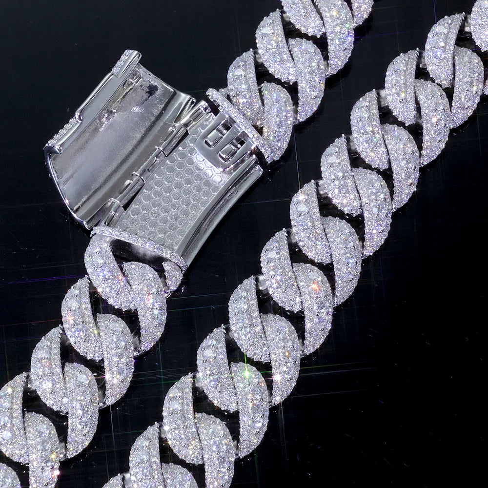 Trendy Big Size Heavy 22MM Width Miami Cuban Link Chain Hip Hop Iced Out Rose Gold Necklace for Men Women