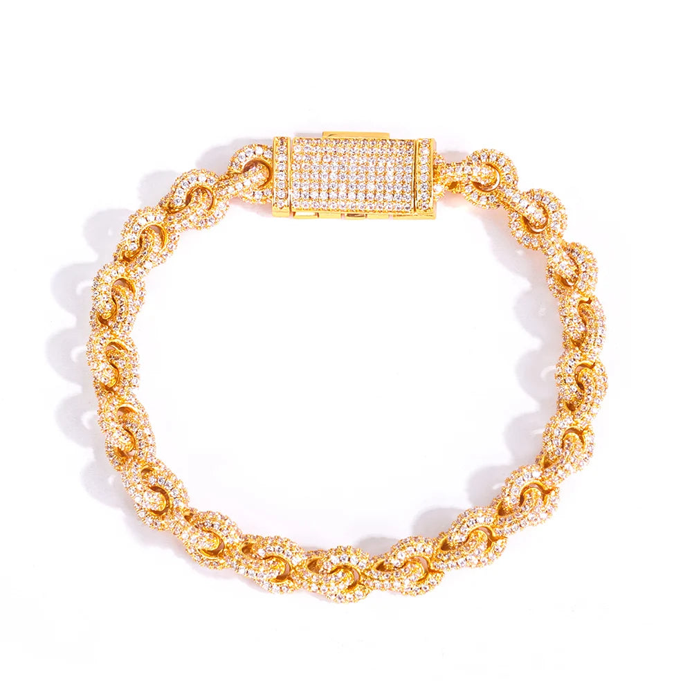 HHIOK 8mm Fashion Cuban Chain 5A Cubic Zirconia Iced inlay O Chain Hip Hop Style delicate Men's and Women's Necklace