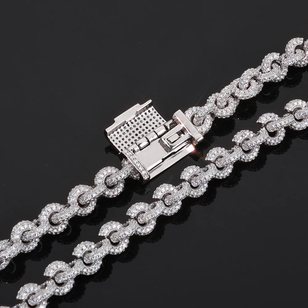 HHIOK 8mm Fashion Cuban Chain 5A Cubic Zirconia Iced inlay O Chain Hip Hop Style delicate Men's and Women's Necklace