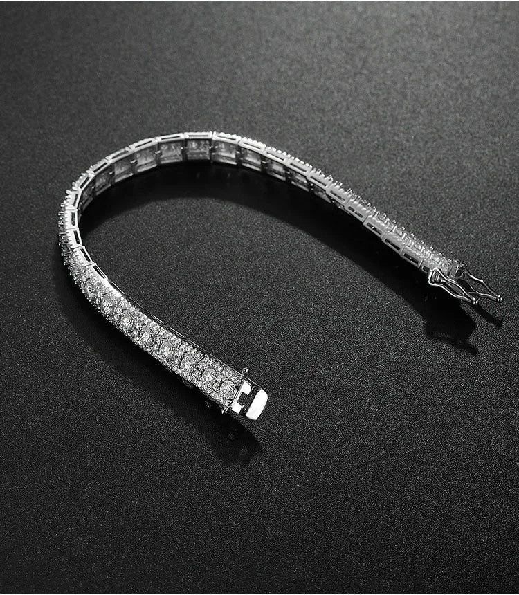Luxury Square Full Moissanite Tennis Bracelet For Women 925 Sterling Silver Diamond Bracelets Accessories Fine Jewelry Gift New